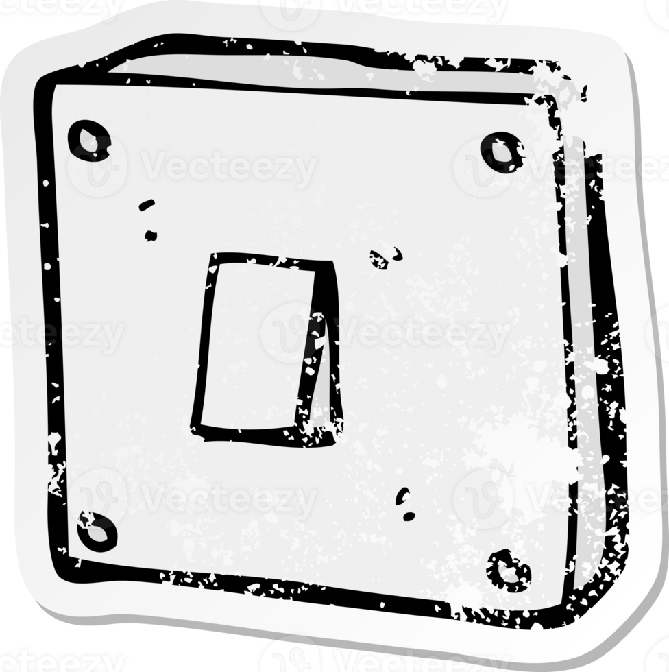 retro distressed sticker of a cartoon light switch png