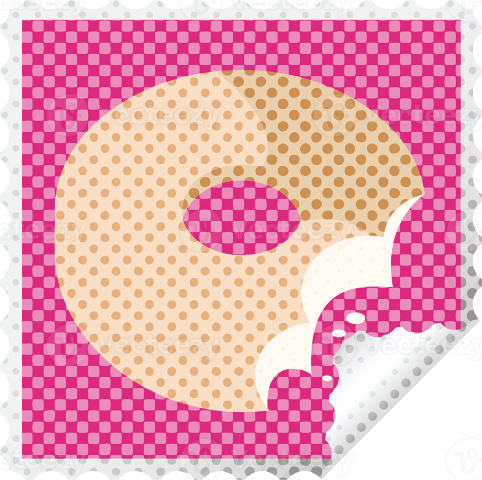 bitten donut graphic square sticker stamp png