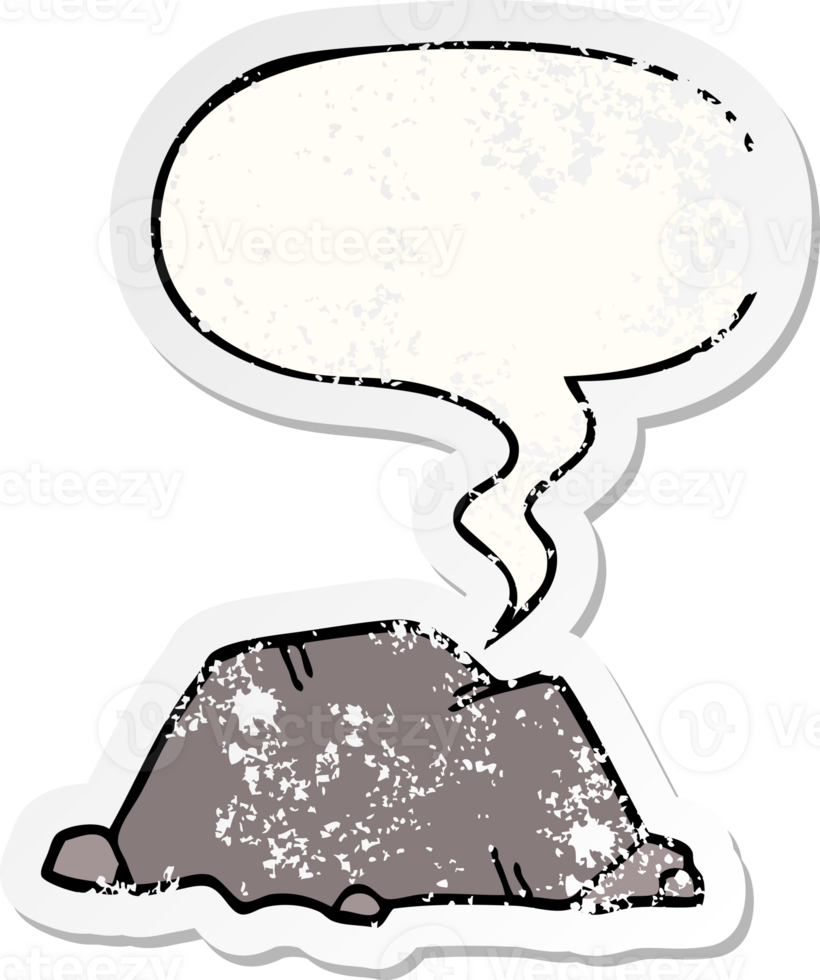 cartoon rock with speech bubble distressed distressed old sticker png