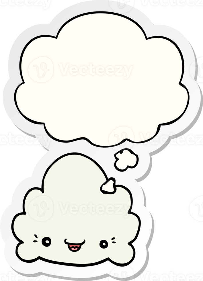 cartoon cloud with thought bubble as a printed sticker png
