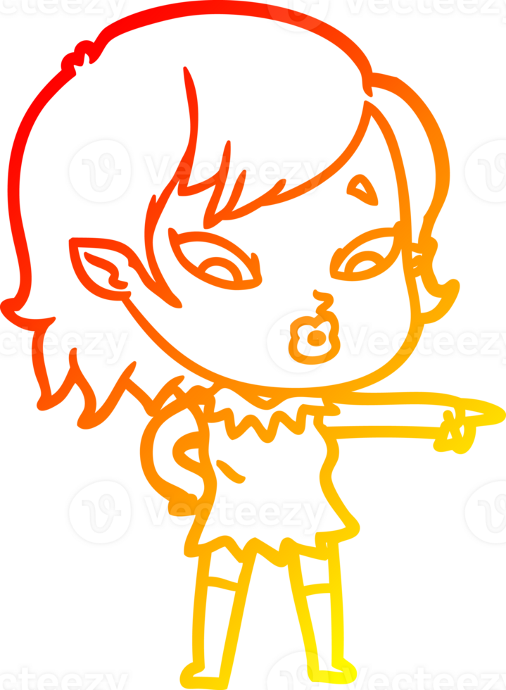warm gradient line drawing of a cute cartoon vampire girl png