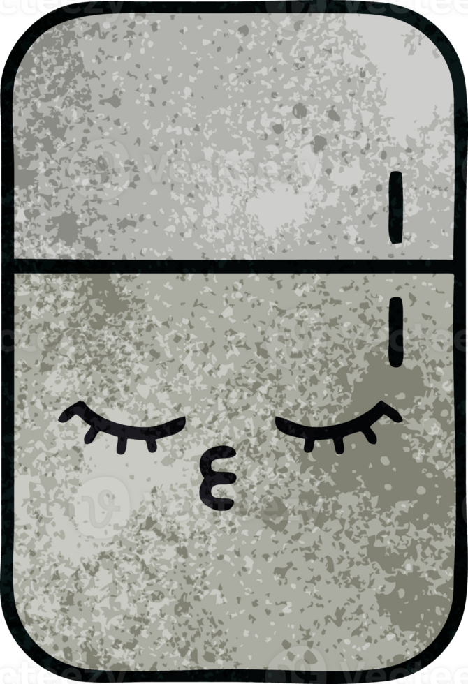 retro grunge texture cartoon of a fridge  zer png