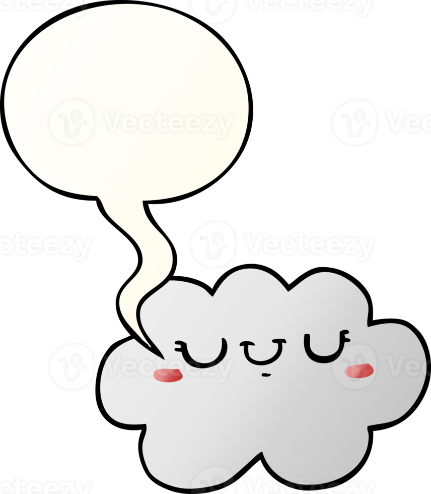 cute cartoon cloud with speech bubble in smooth gradient style png