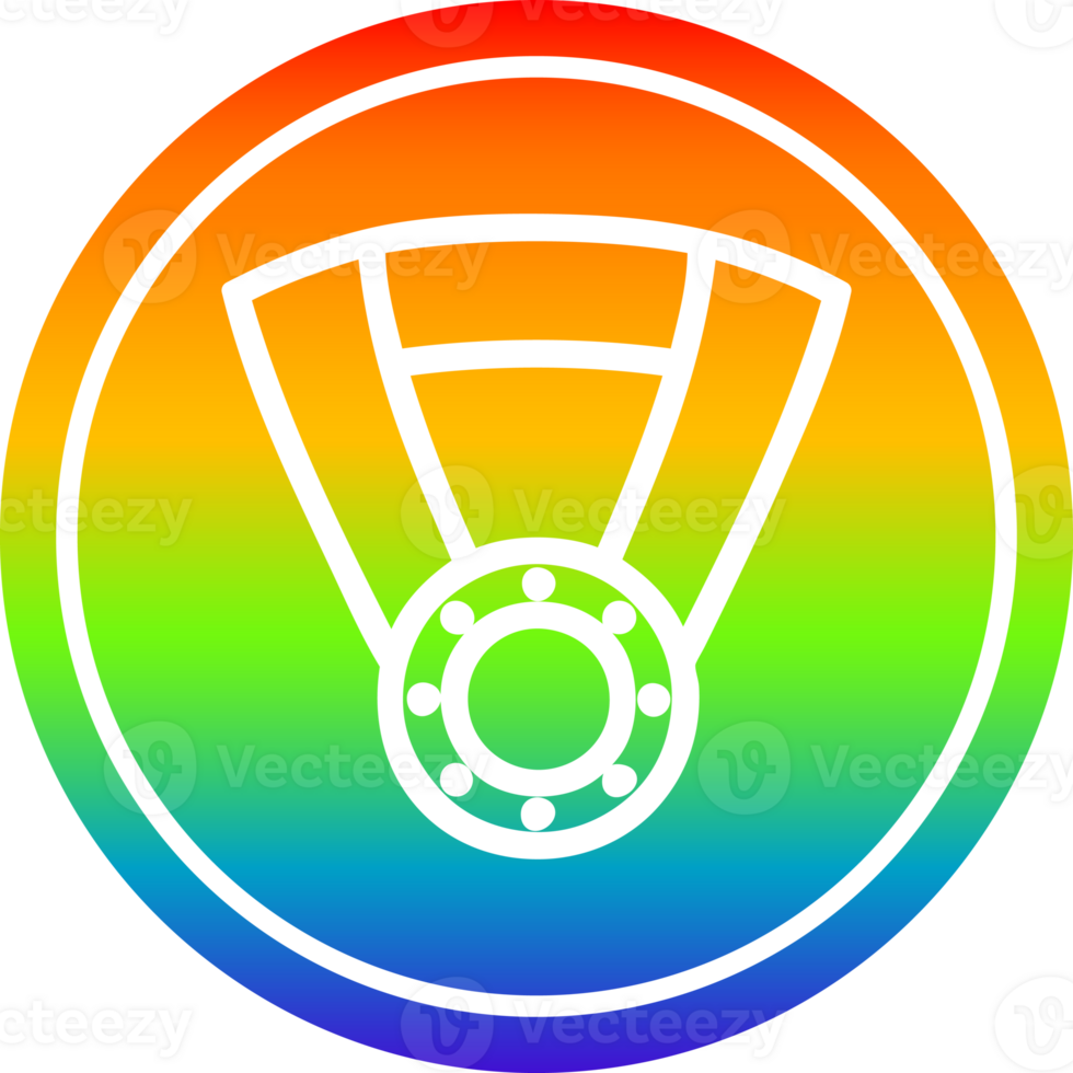 medal award circular icon with rainbow gradient finish png