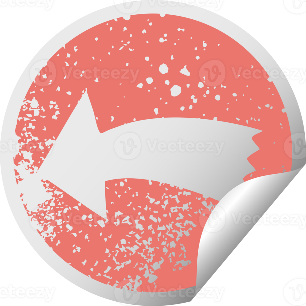 distressed circular peeling sticker quirky symbol arrow png
