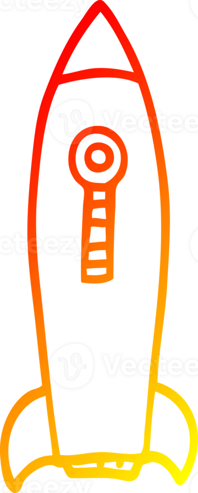 warm gradient line drawing of a cartoon space rocket png