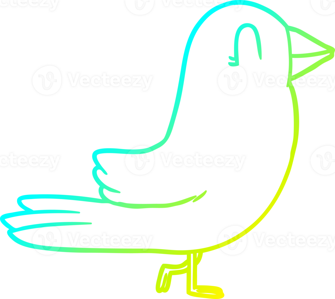 cold gradient line drawing of a cartoon bird png