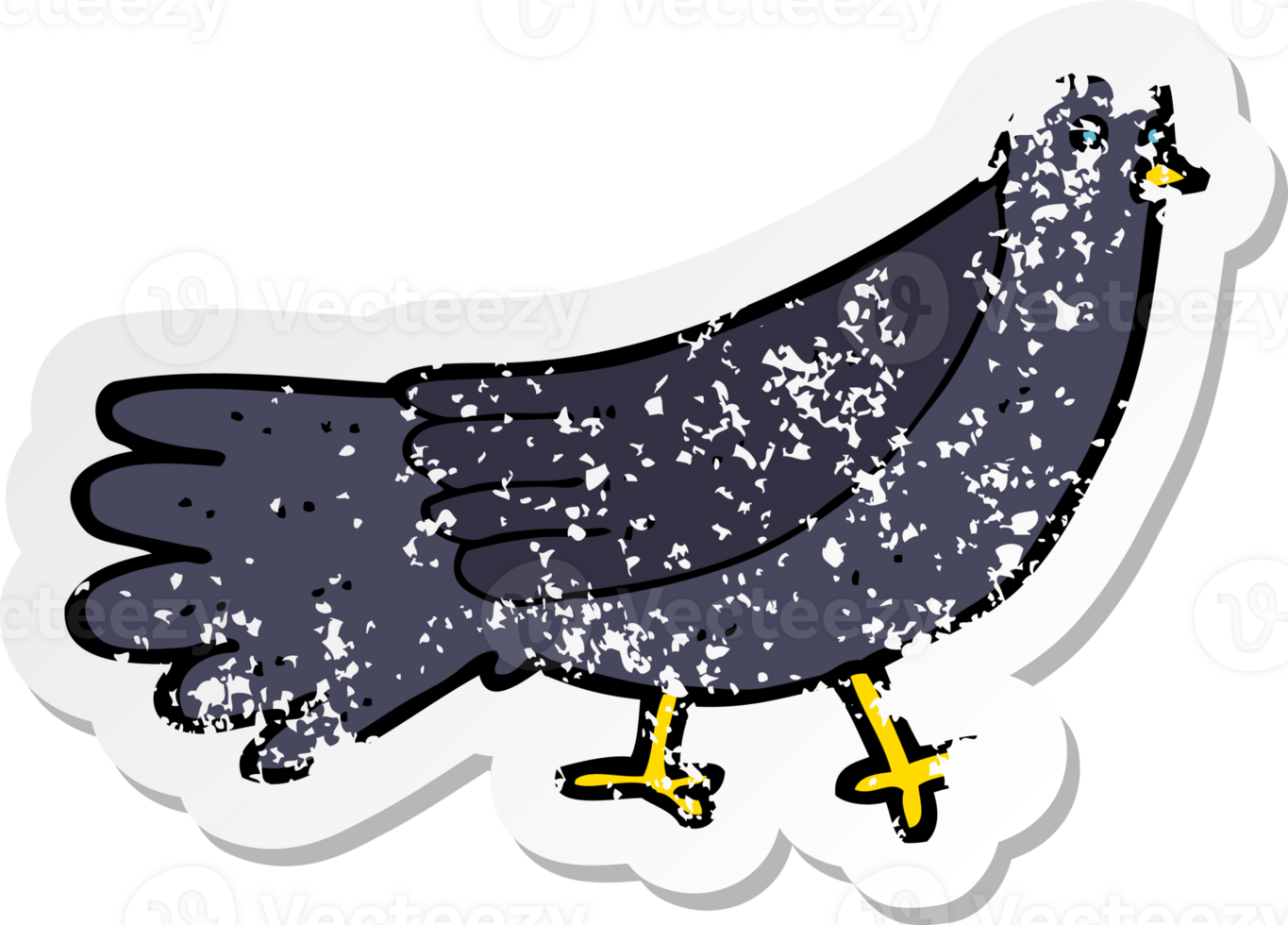 retro distressed sticker of a cartoon bird png