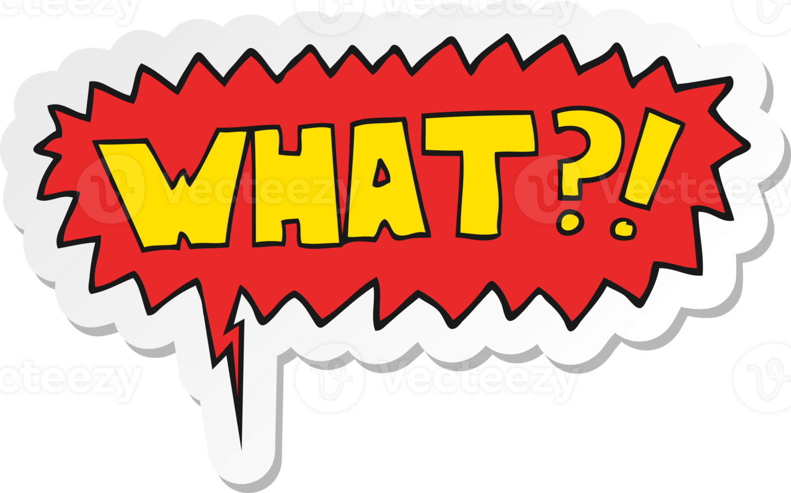 cartoon word What with speech bubble sticker png