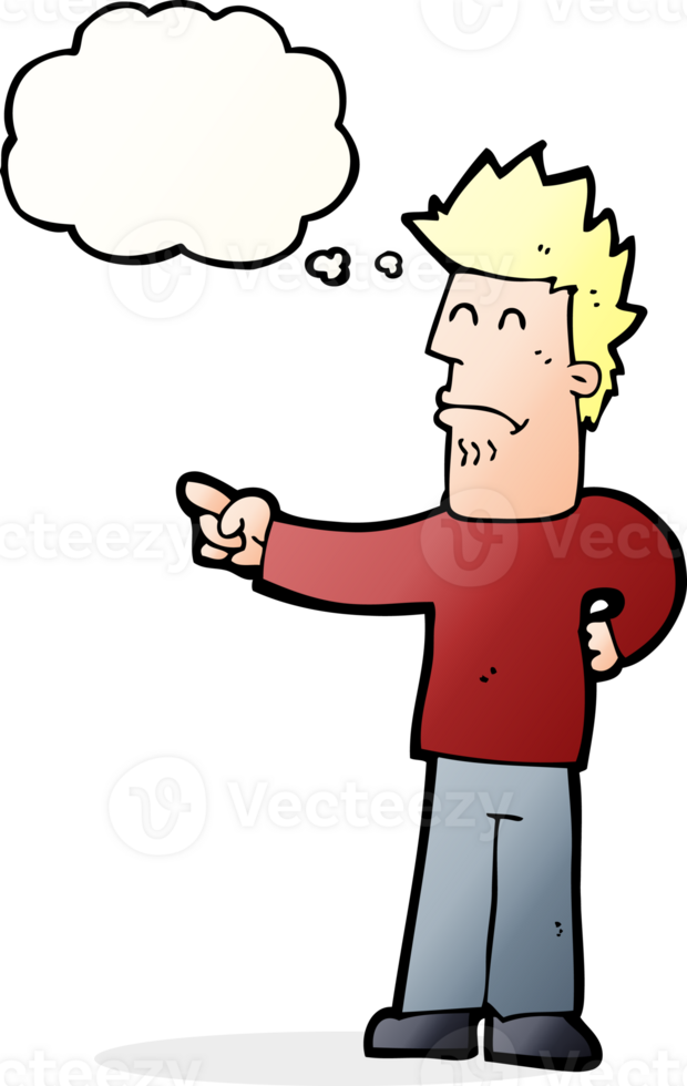 cartoon man pointing with thought bubble png