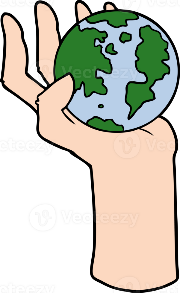 cartoon hand holding whole earth png