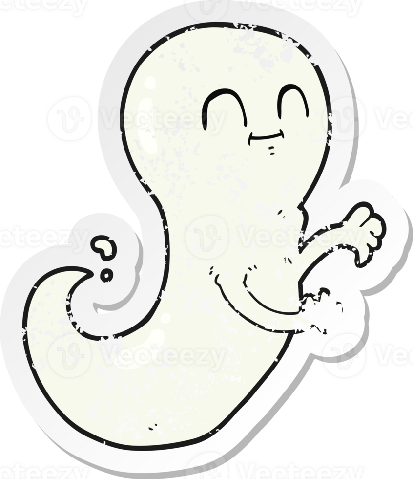 retro distressed sticker of a cartoon ghost png