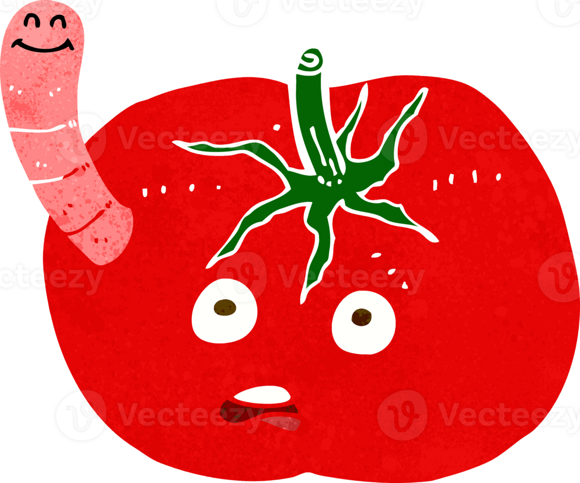 cartoon tomato with worm png