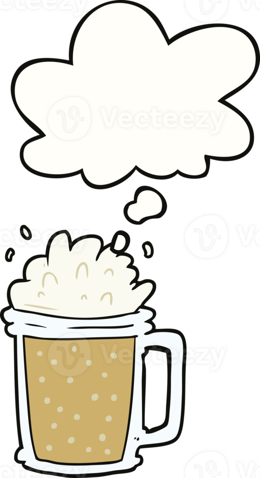 cartoon beer with thought bubble png