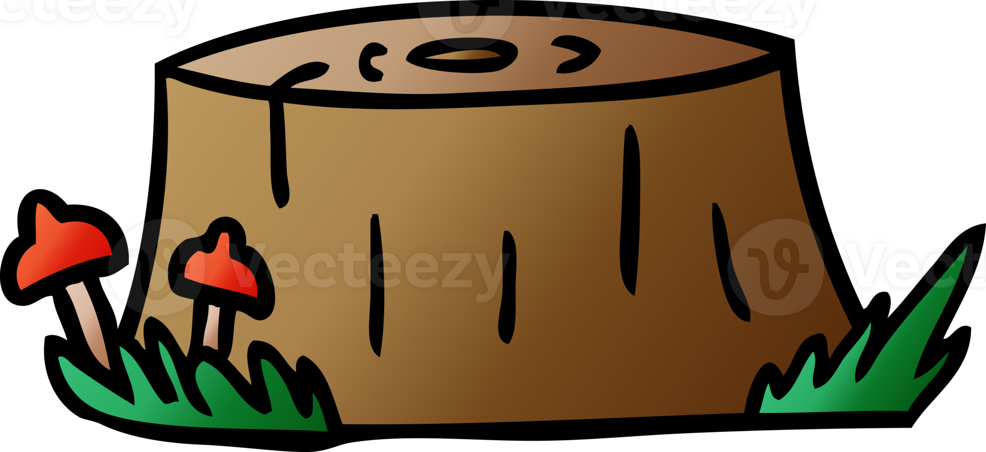 hand drawn gradient cartoon doodle of a tree log png