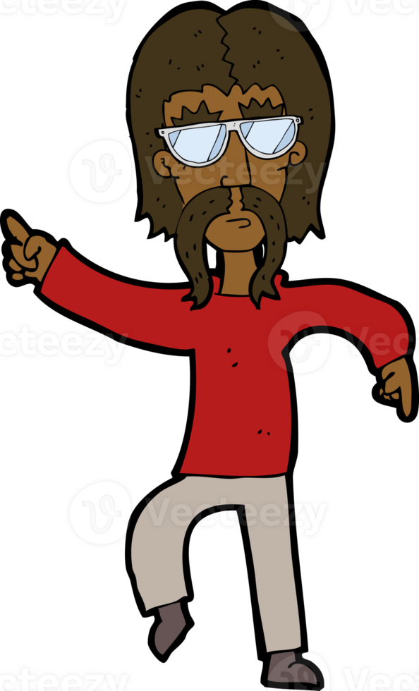cartoon hippie man wearing glasses png