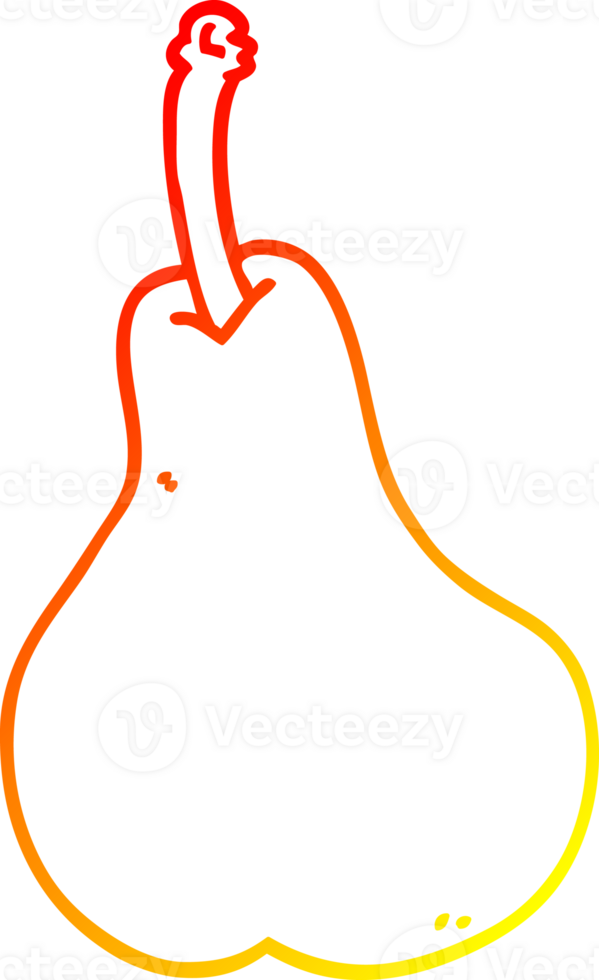 warm gradient line drawing of a cartoon pear png
