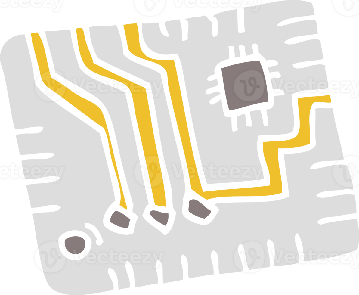 flat color illustration of computer circuitboard png