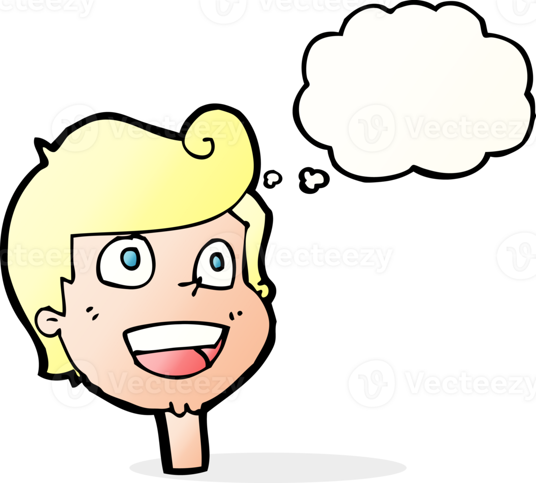 cartoon happy face with thought bubble png