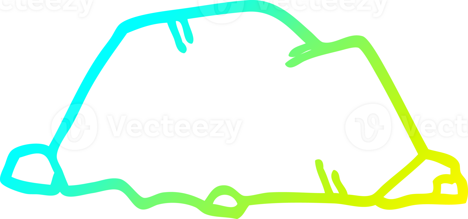 cold gradient line drawing of a cartoon rock png
