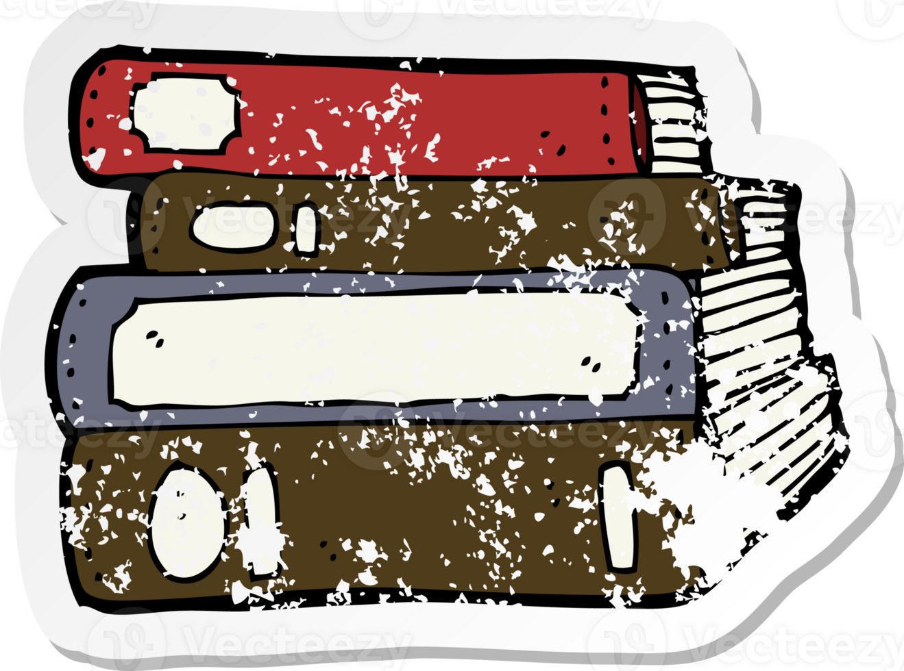 retro distressed sticker of a cartoon old books png