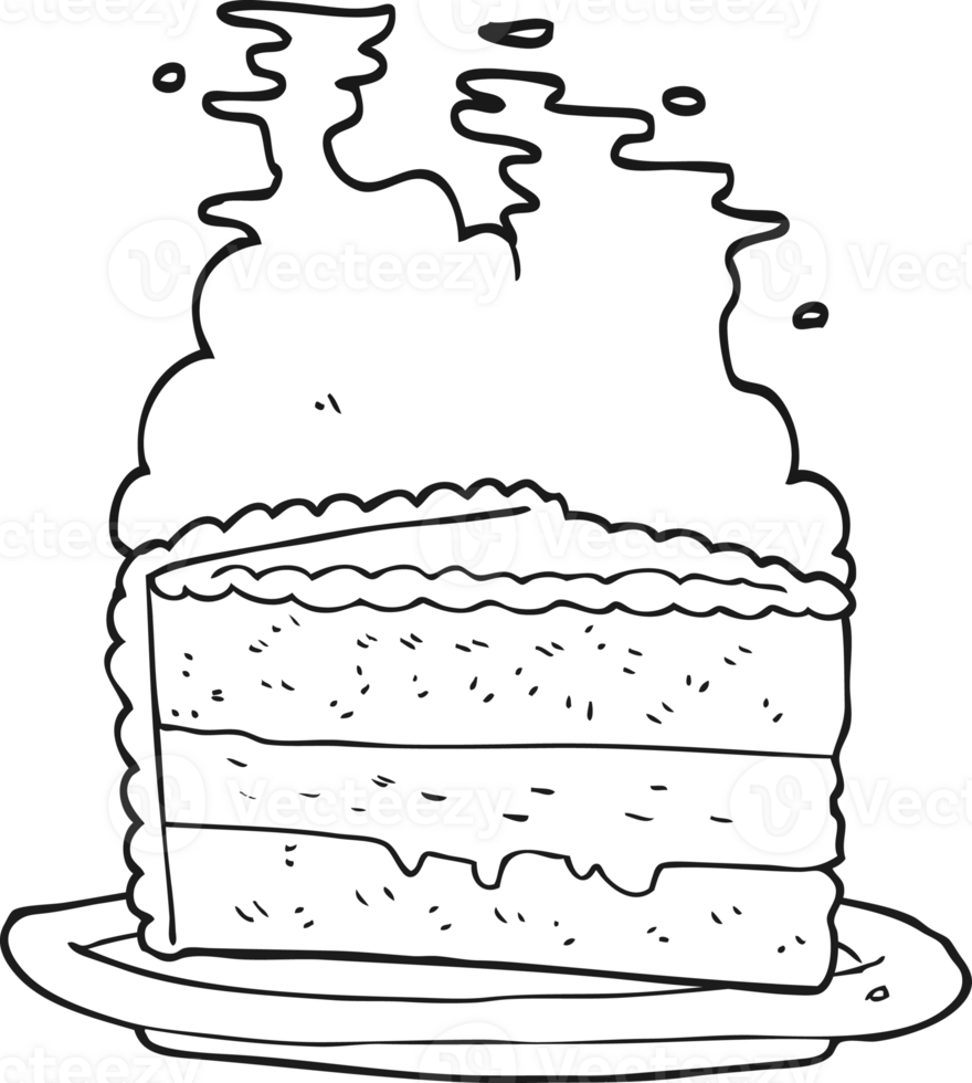 hand drawn black and white cartoon cake png