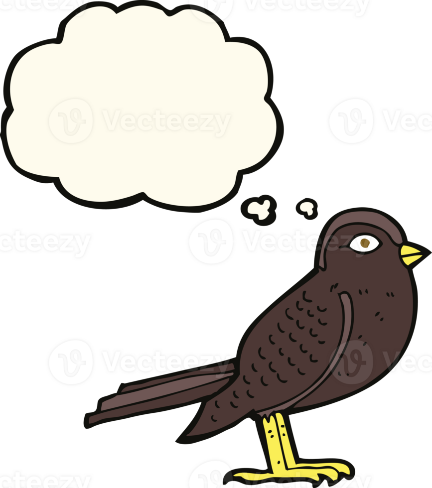 cartoon garden bird with thought bubble png