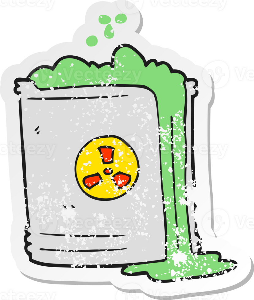 retro distressed sticker of a cartoon radioactive waste png