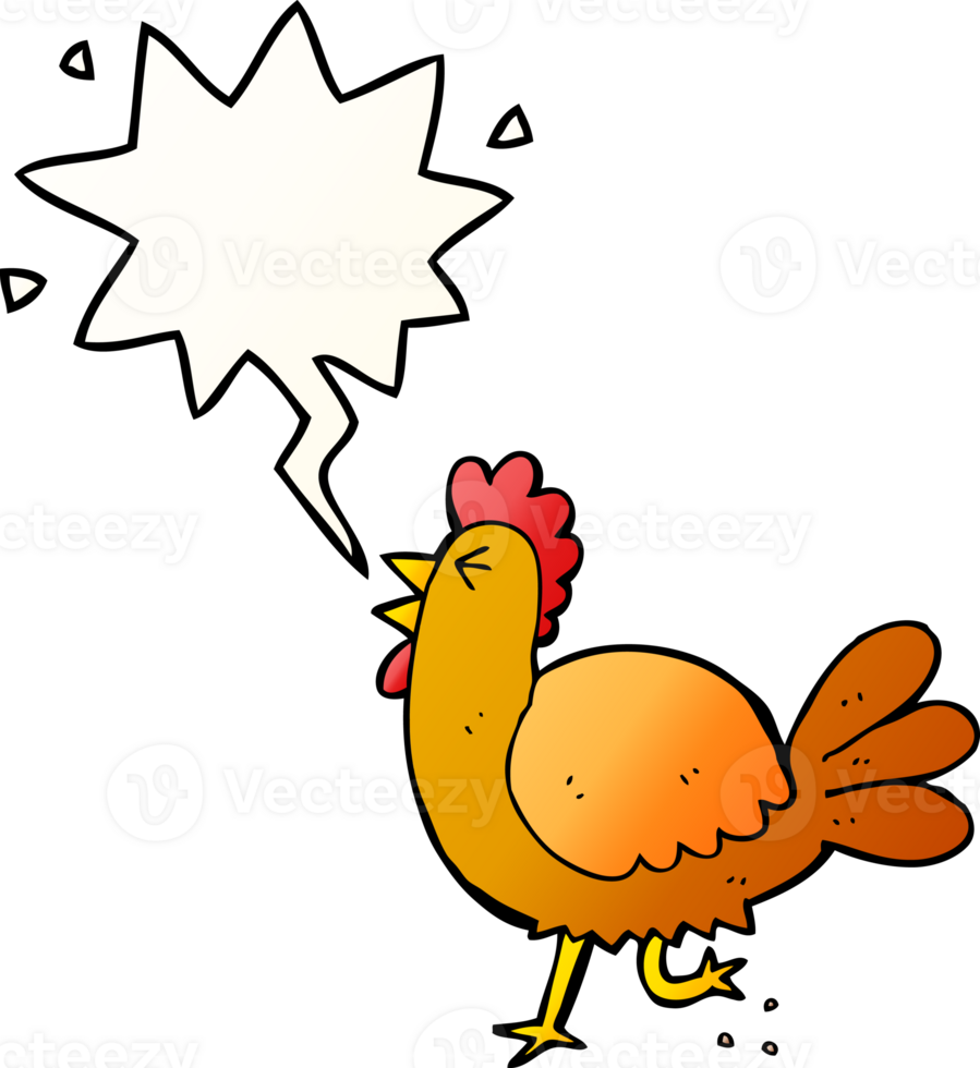 cartoon rooster with speech bubble in smooth gradient style png