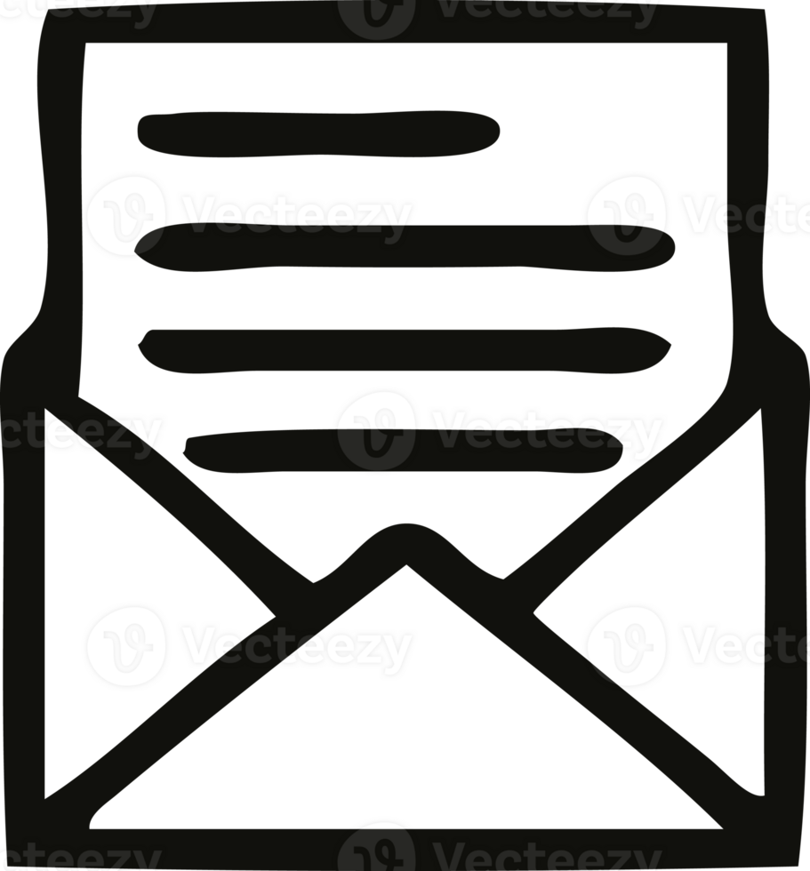 line drawing cartoon of a letter and envelope png