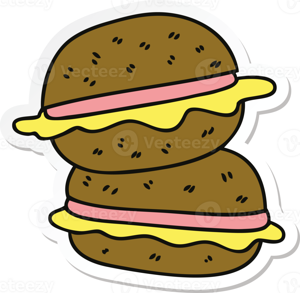 sticker of a quirky hand drawn cartoon sandwich png