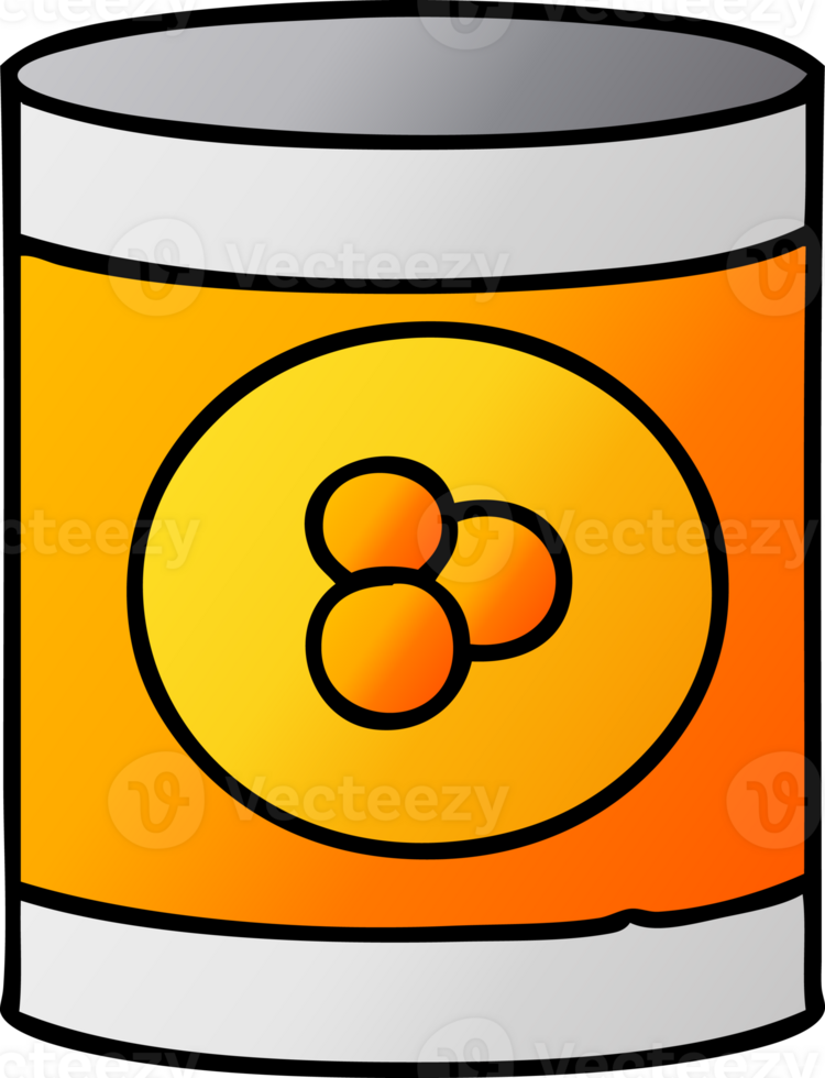 hand drawn gradient cartoon doodle of a can of peaches png