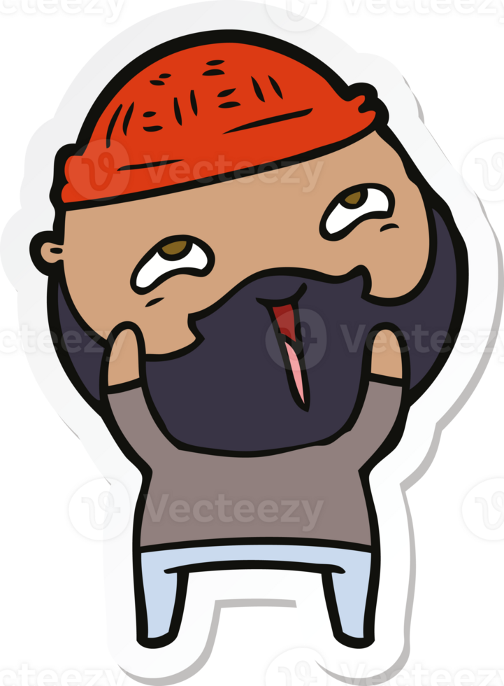 sticker of a cartoon happy bearded man png