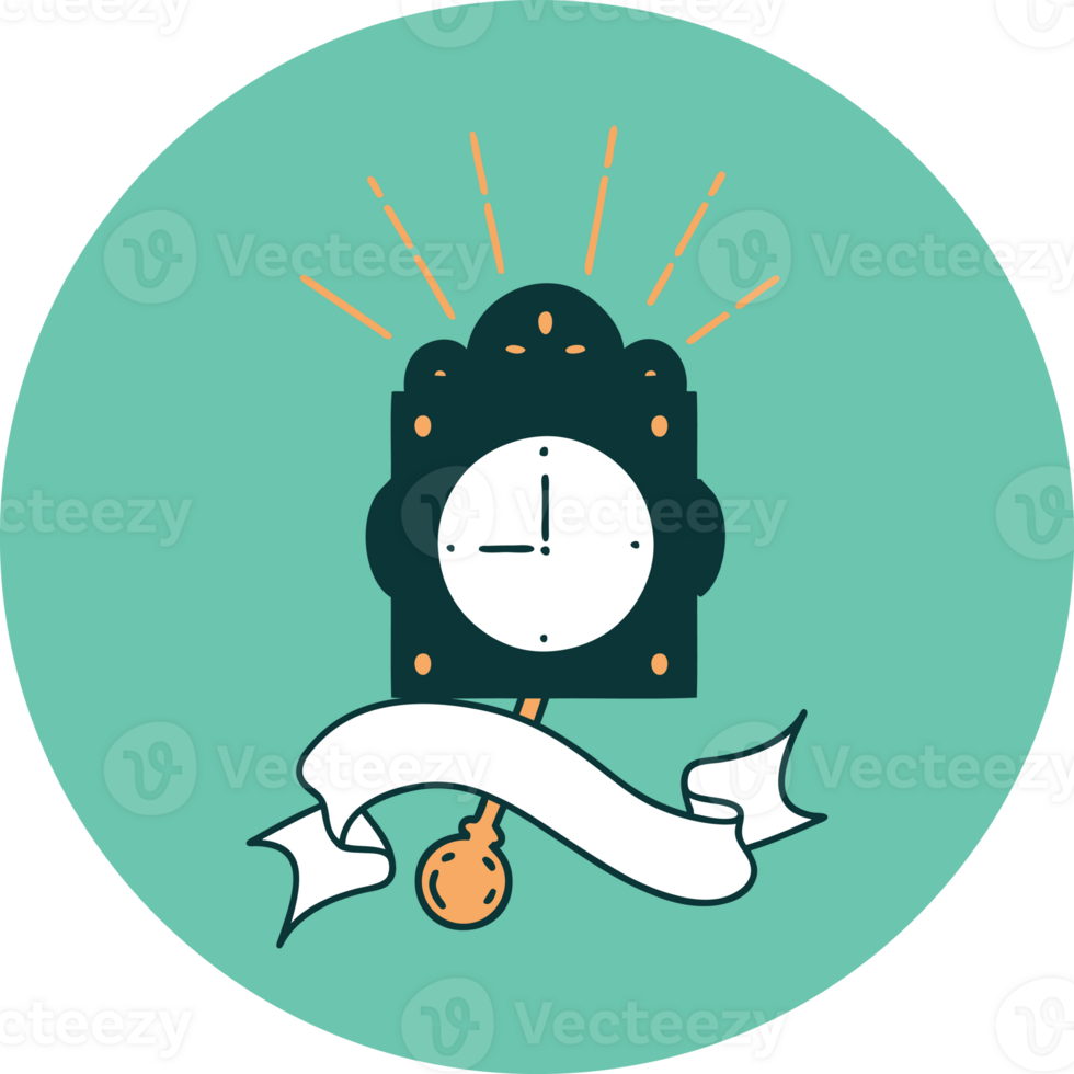 icon of a tattoo style ticking clock png