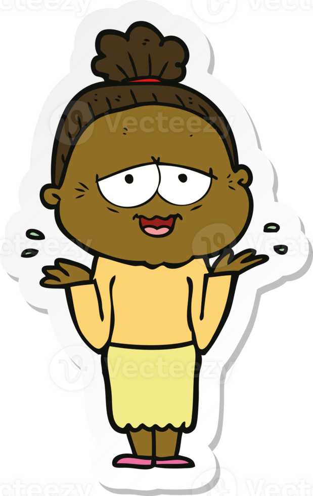 sticker of a cartoon happy old lady png