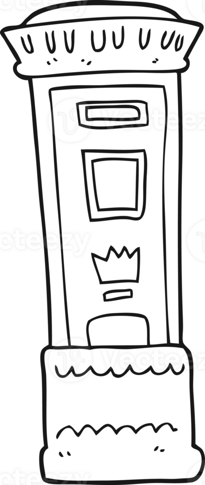 hand drawn black and white cartoon british post box png