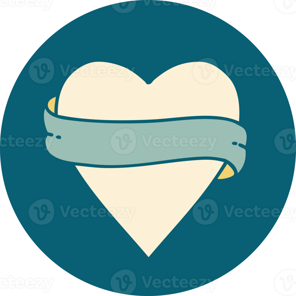 iconic tattoo style image of a heart and banner png