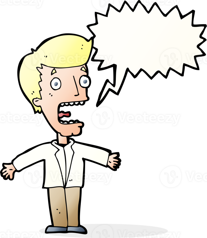 cartoon screaming man with speech bubble png