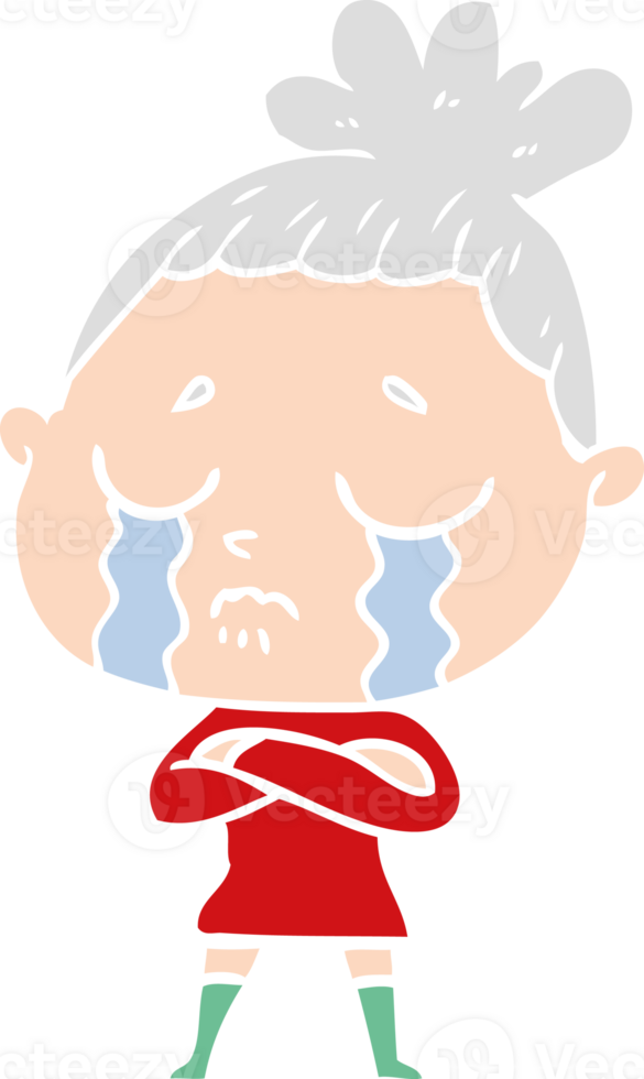 flat color style cartoon crying woman png
