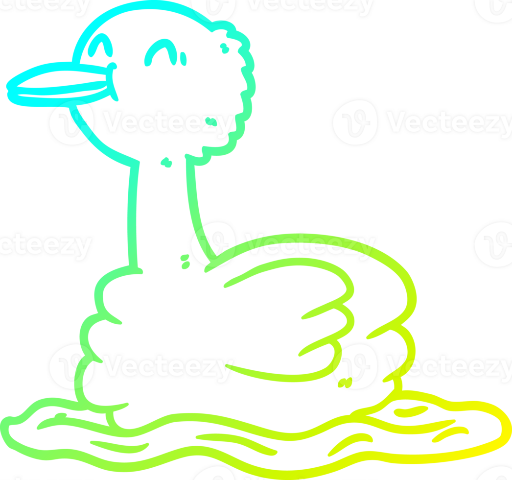 cold gradient line drawing of a swimming duck png