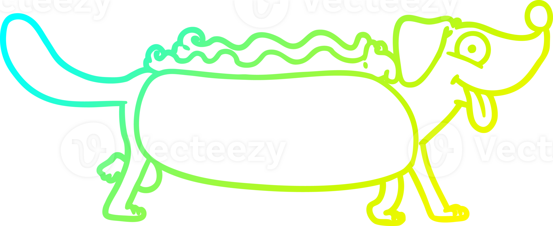 cold gradient line drawing of a cartoon hotdog png