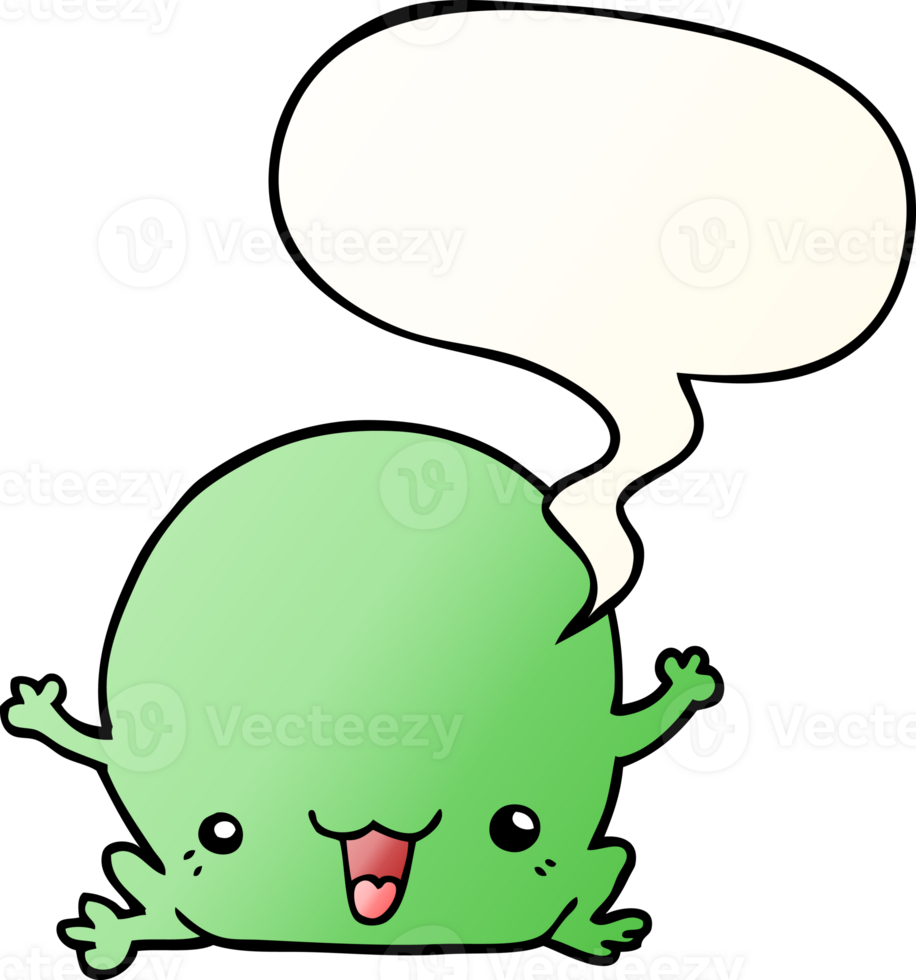 cartoon frog with speech bubble in smooth gradient style png