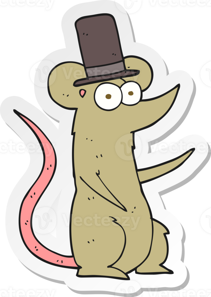 sticker of a cartoon mouse wearing top hat png
