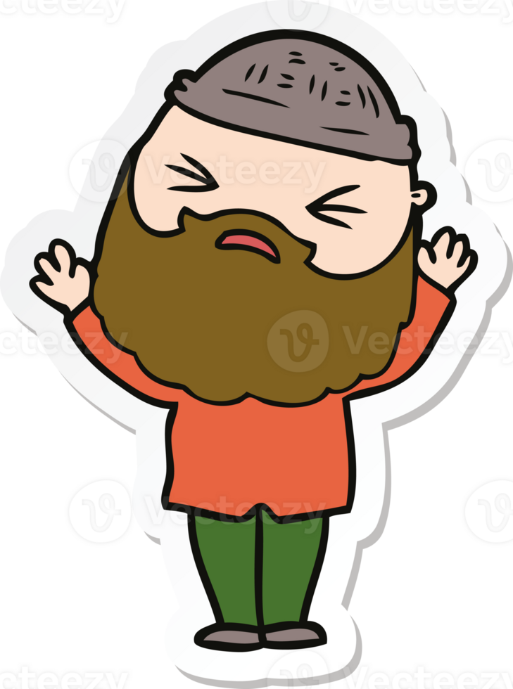 sticker of a cartoon man with beard png