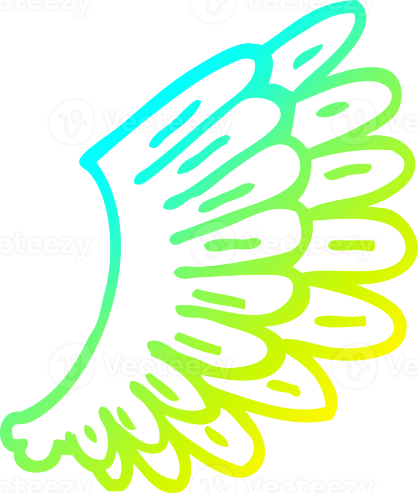 cold gradient line drawing of a cartoon angel wings png