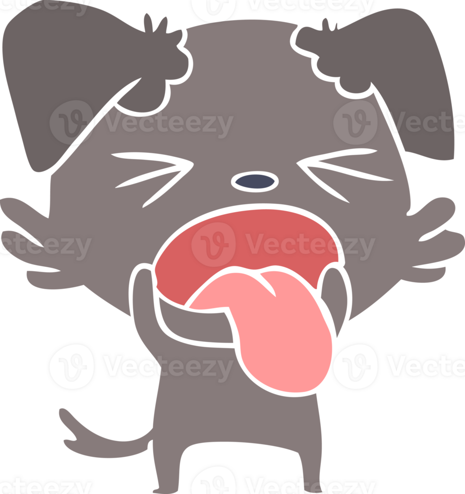 flat color style cartoon disgusted dog png