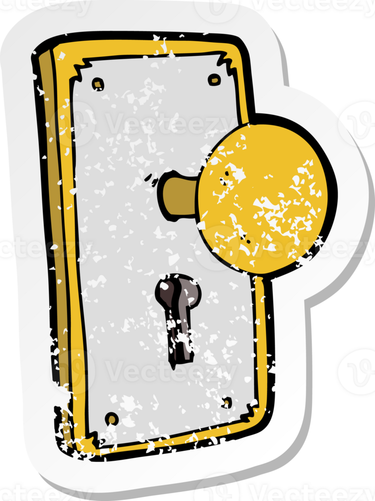 retro distressed sticker of a cartoon door knob png