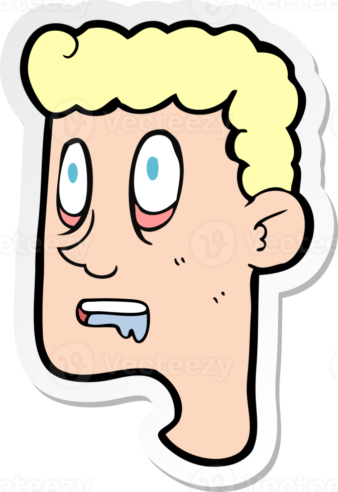 sticker of a cartoon staring man drooling png