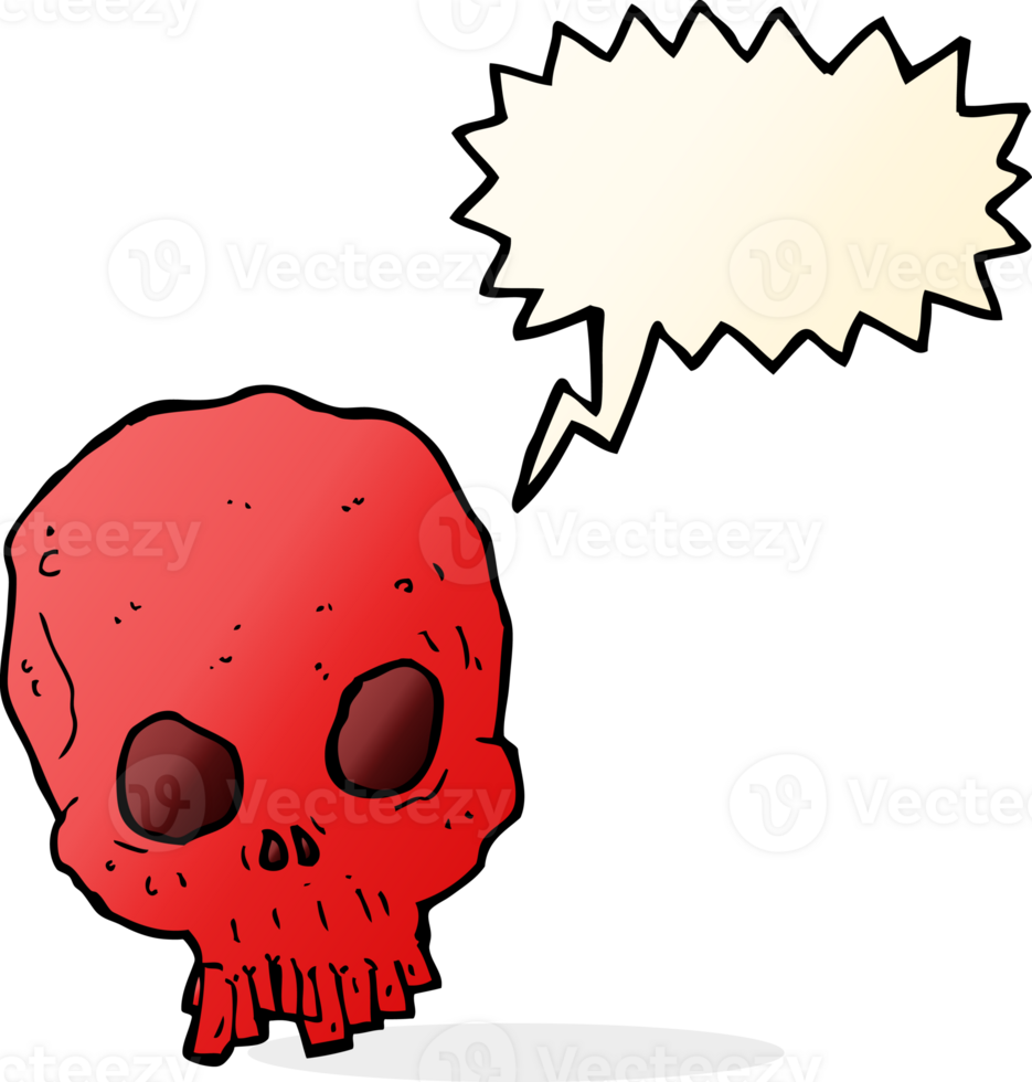 cartoon spooky skull with speech bubble png