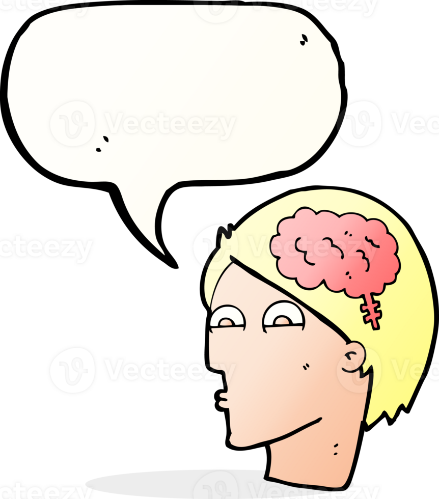cartoon head with brain symbol with speech bubble png